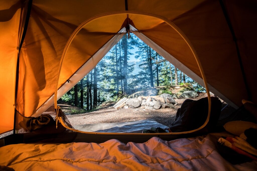 Camping on a beach in El Nido Palawan with limestone karsts