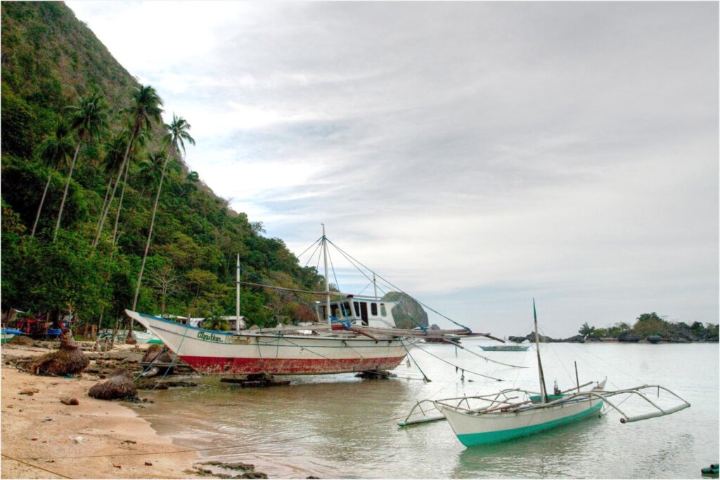 Traditional fishing boat near El Nido Palawan