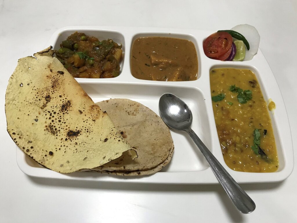 Vegetarian Indian thali meal