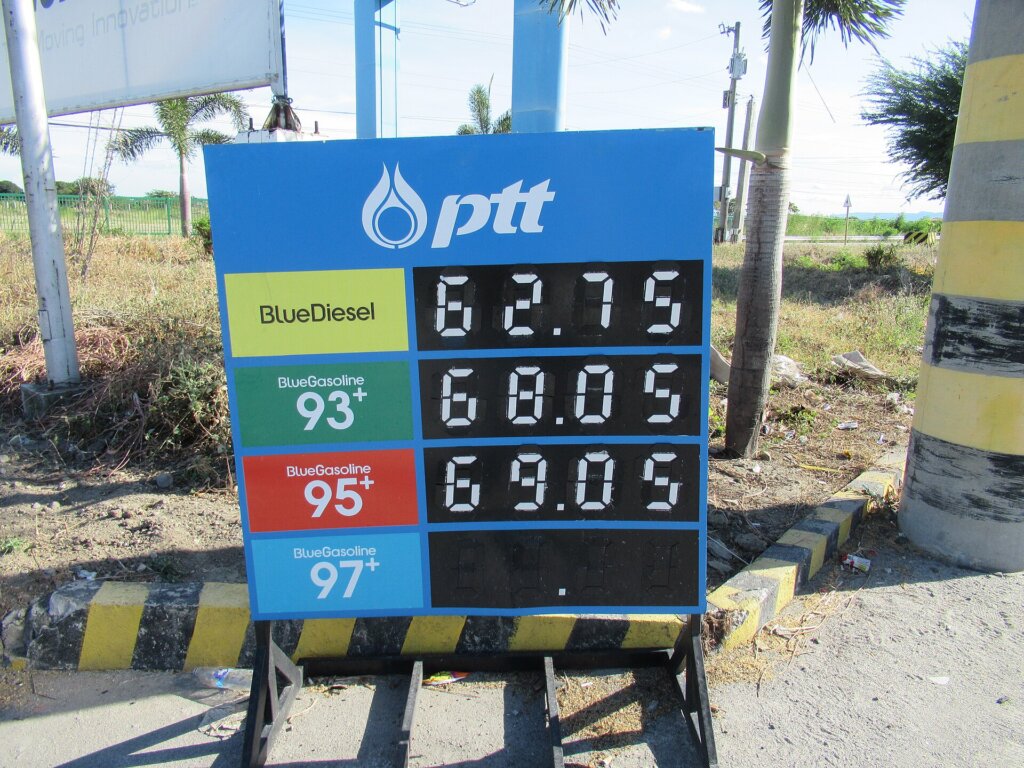 Gasoline price board at a Philippine fuel station