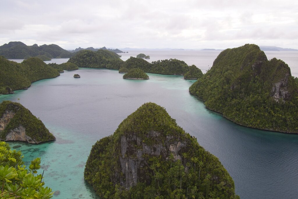Karst islands of Wayag in Raja Ampat seen from a viewpoint