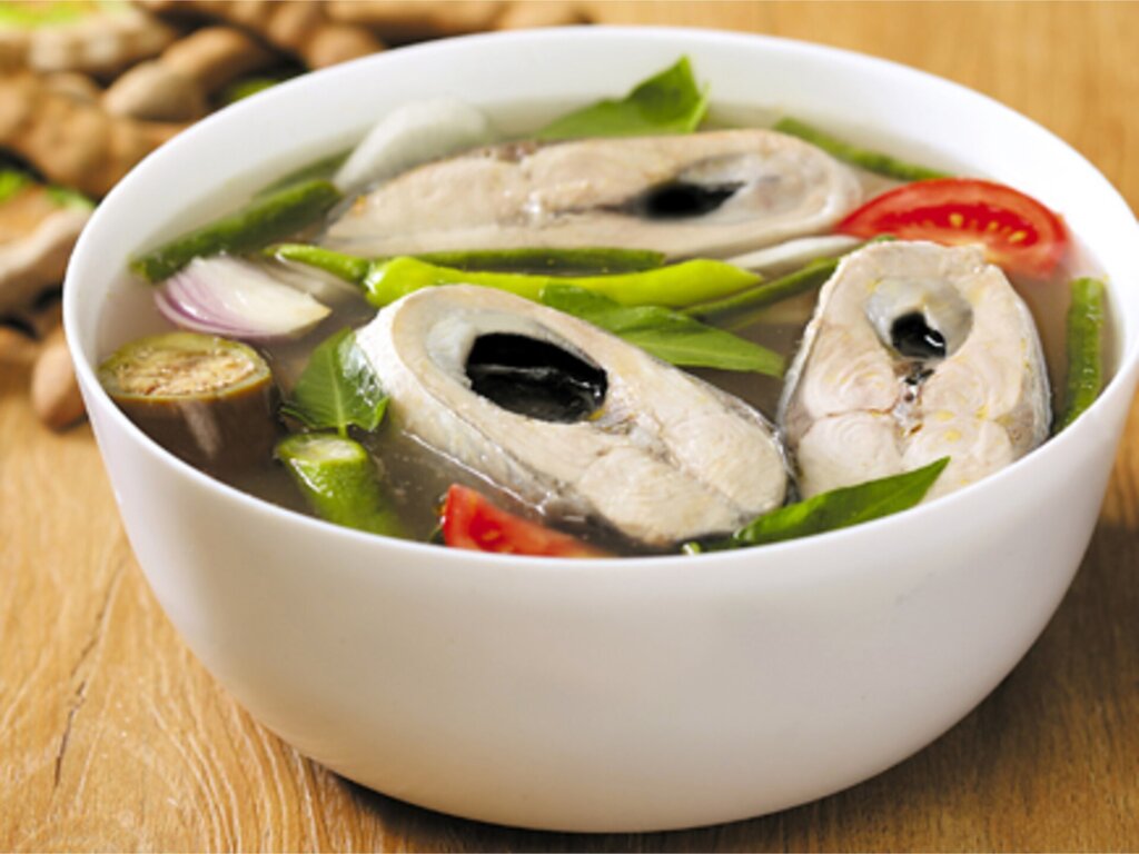 Bowl of fish sinigang, the Filipino sour tamarind soup