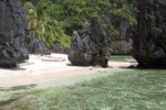 Lagoon with limestone rocks in Bacuit Bay, El Nido, during the August Obon holiday