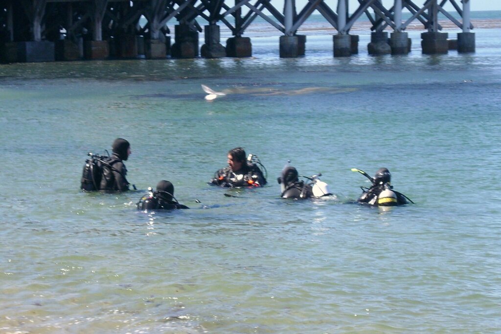 Scuba diving lesson in confined water
